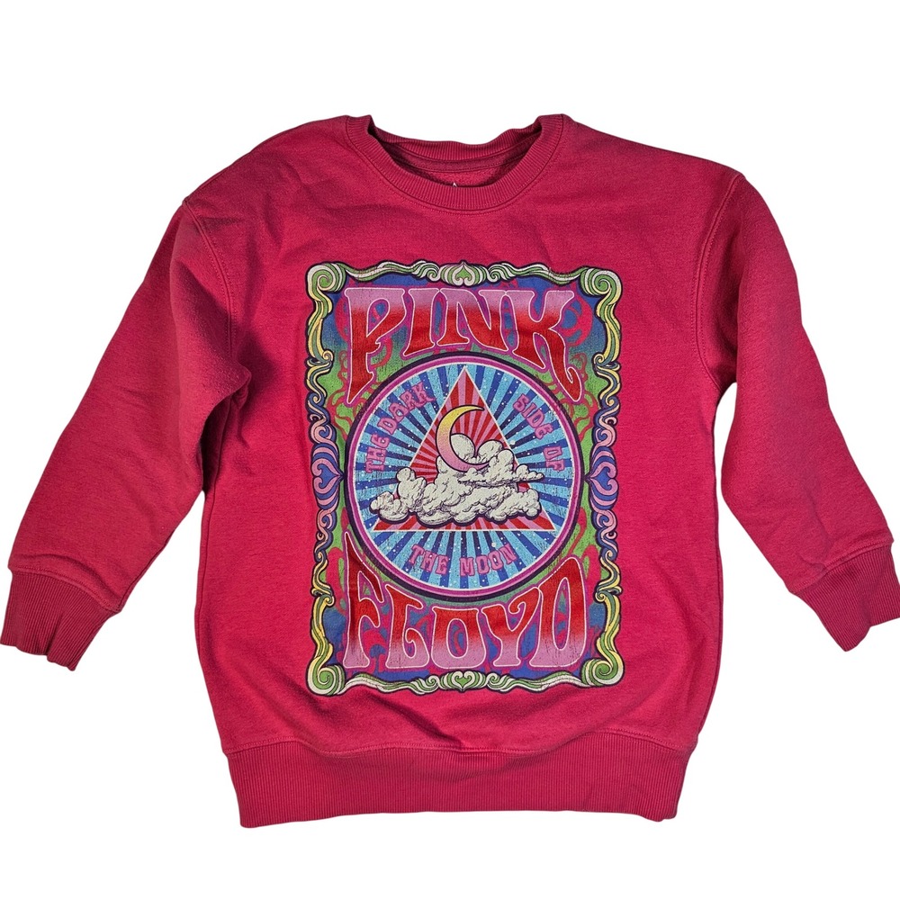 Pink Floyd Dark Side of the Moon Graphic Sweatshirt Pink Small Crewneck Pullover